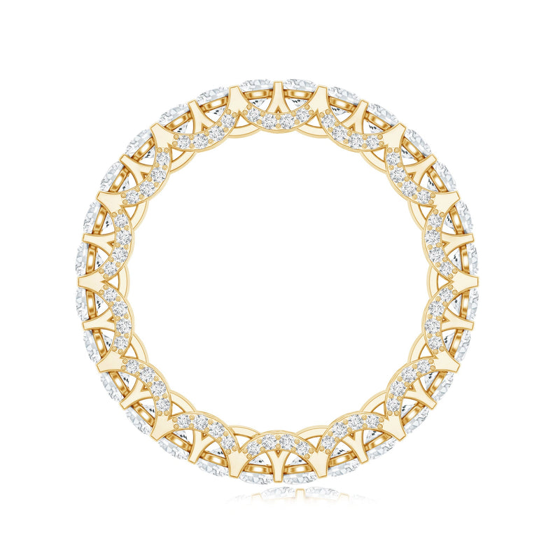 Rosec Jewels lab-created diamond eternity wedding band with sparkling round-cut diamonds set in a sleek silver-tone ring.
