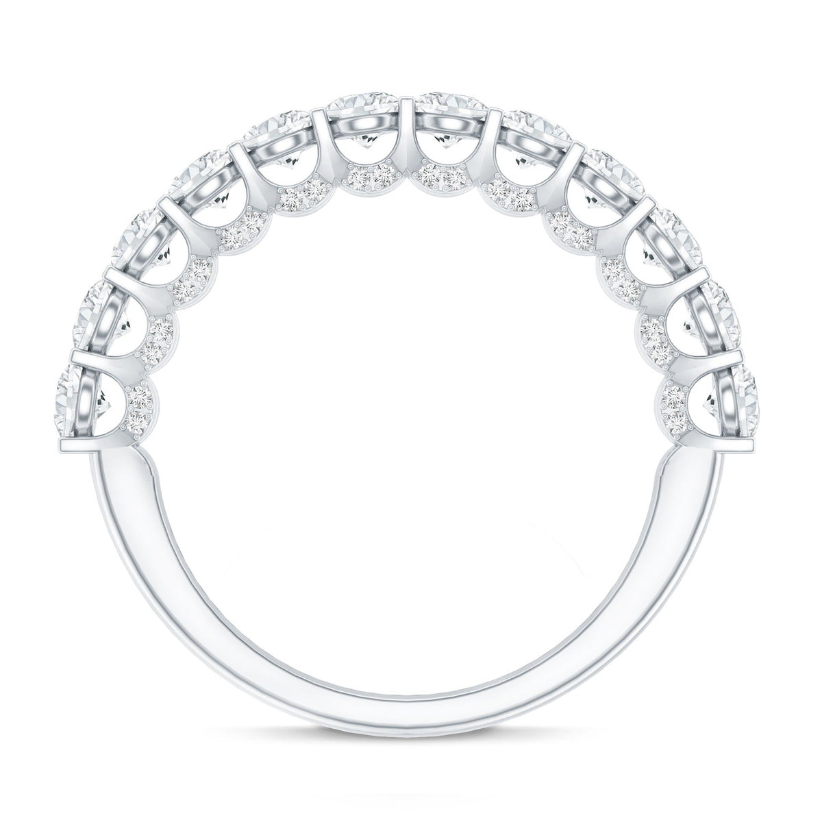 Rosec Jewels lab-grown diamond half eternity wedding ring for women, featuring sparkling diamonds and elegant band design.