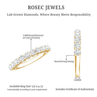Lab grown diamond half eternity wedding ring for women by Rosec Jewels, showcasing a band with sparkling diamonds and elegant design.