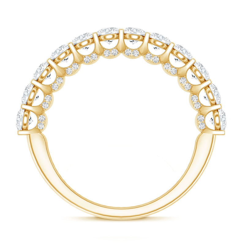 Lab grown diamond half eternity wedding band for women, rose gold ring with sparkling diamonds, from Rosec Jewels.