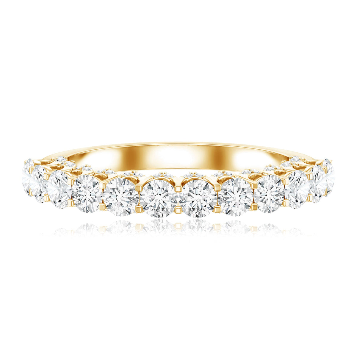 Lab grown diamond half eternity wedding band for women by Rosec Jewels, featuring a continuous row of sparkling diamonds on a sleek ring.