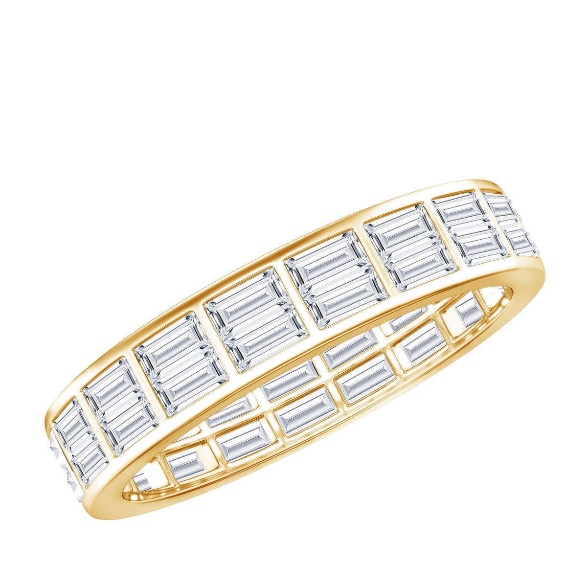 3 CT Cubic Zirconia Two Row Eternity Wedding Band Ring