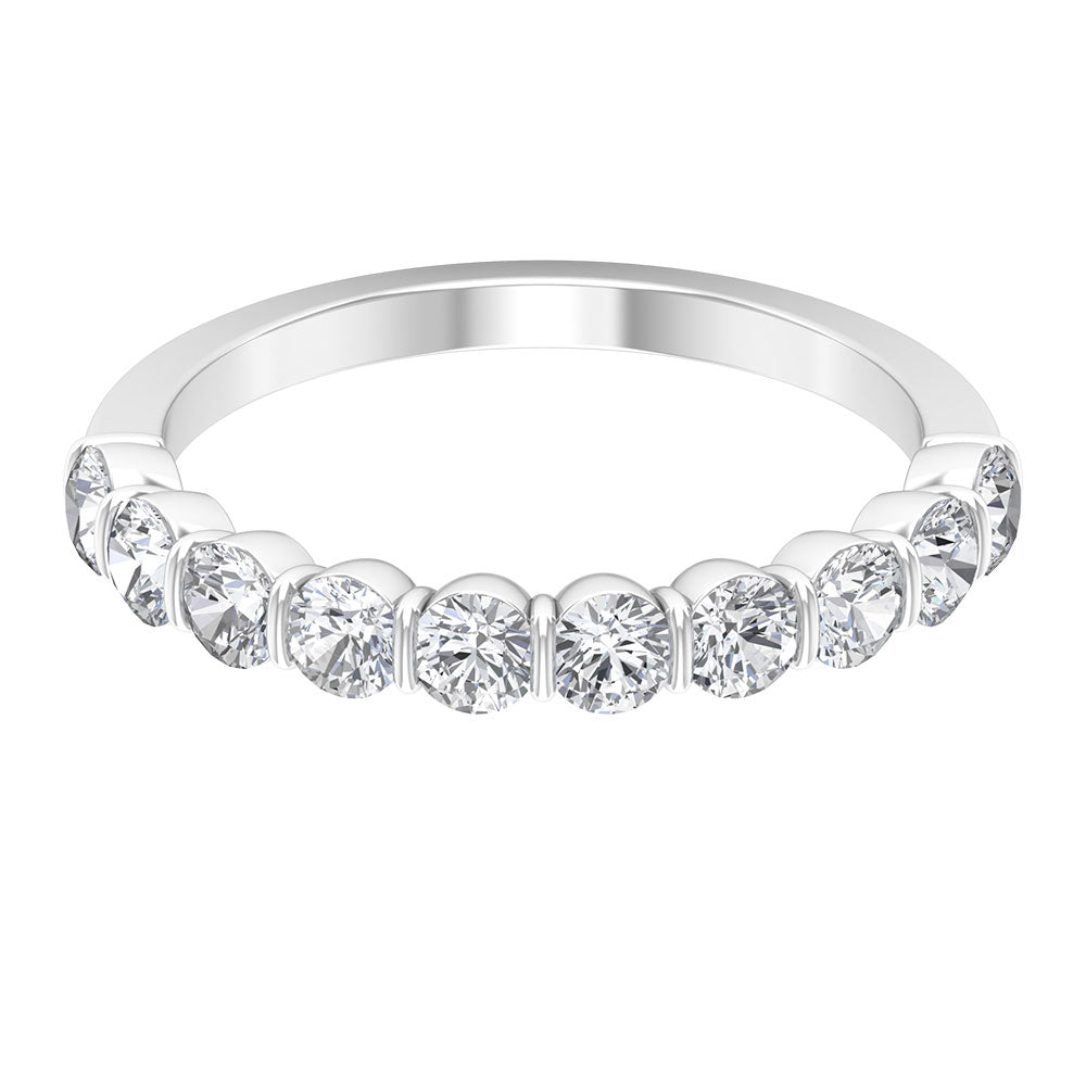 Natural diamond half eternity ring in a bar setting by Rosec Jewels, showcasing sparkling diamonds and elegant design.