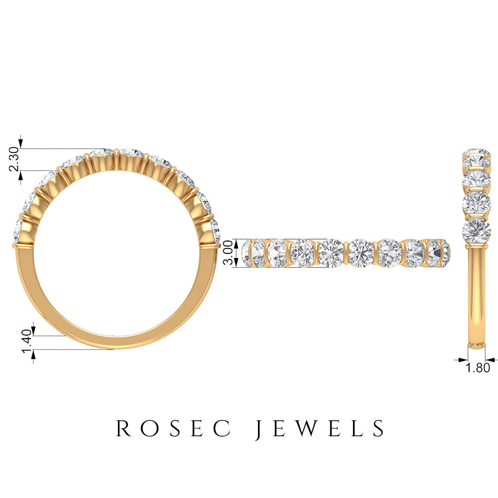 Natural diamond half eternity ring in bar setting by Rosec Jewels, featuring a row of sparkling diamonds on a sleek band.