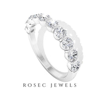 Natural diamond half eternity ring in a bar setting, showcasing sparkling diamonds set along a sleek band from Rosec Jewels.
