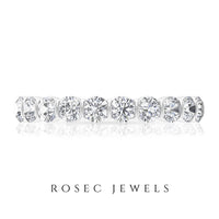 Natural diamond half eternity ring in bar setting with alternating diamonds, crafted by Rosec Jewels.