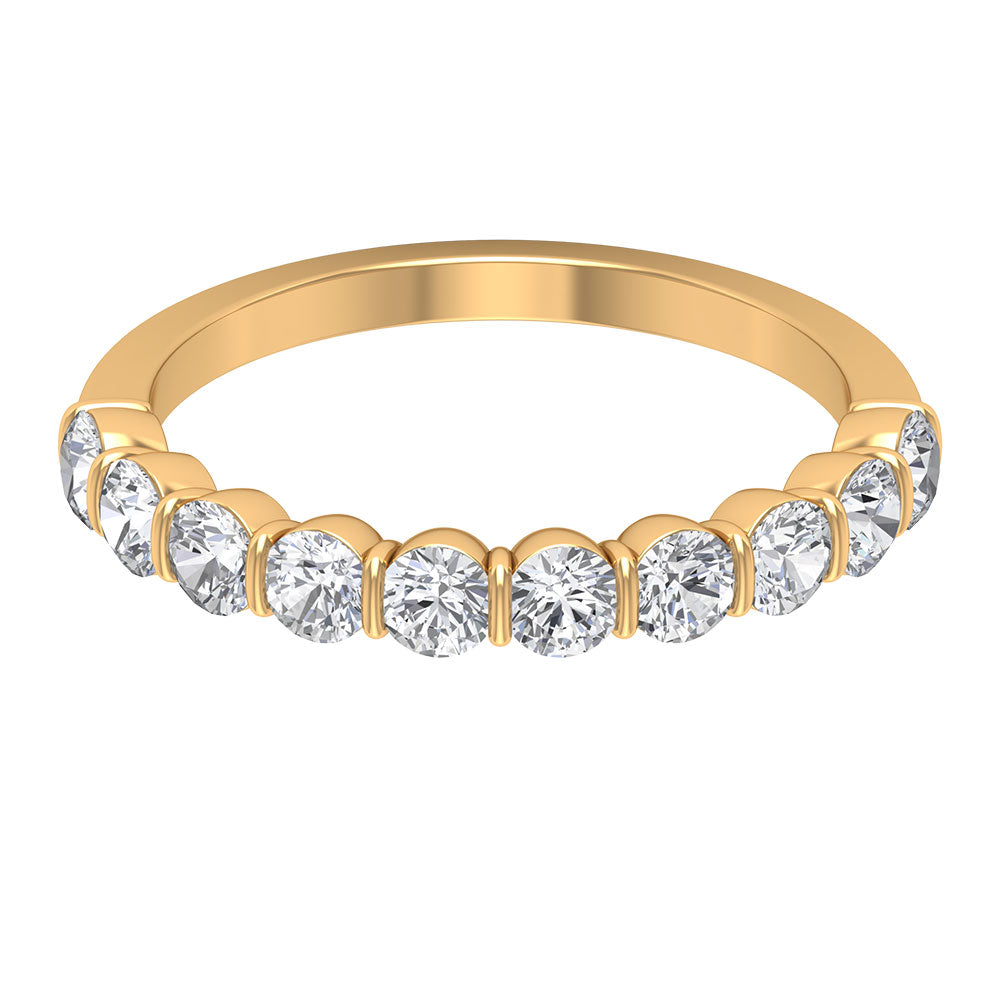 Natural diamond half eternity ring in bar setting, featuring sparkling diamonds set in a sleek Rosec Jewels ring design.