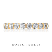 Natural diamond half eternity ring in bar setting by Rosec Jewels, showcasing sparkling diamonds on a sleek band.
