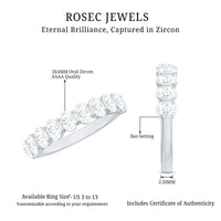 Oval Shaped Cubic Zirconia Half Eternity Band Ring with Certificate