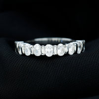 Oval Shaped Cubic Zirconia Half Eternity Band Ring with Certificate