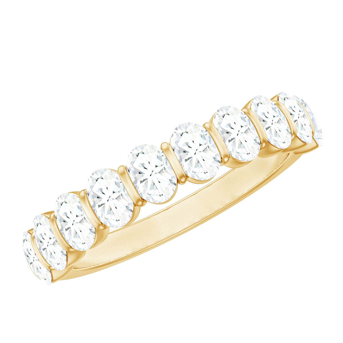 Oval Shaped Cubic Zirconia Half Eternity Band Ring with Certificate