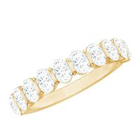 Oval Shaped Cubic Zirconia Half Eternity Band Ring with Certificate