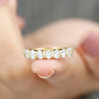 Oval Shaped Cubic Zirconia Half Eternity Band Ring with Certificate