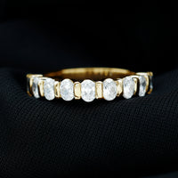 Oval Shaped Cubic Zirconia Half Eternity Band Ring with Certificate