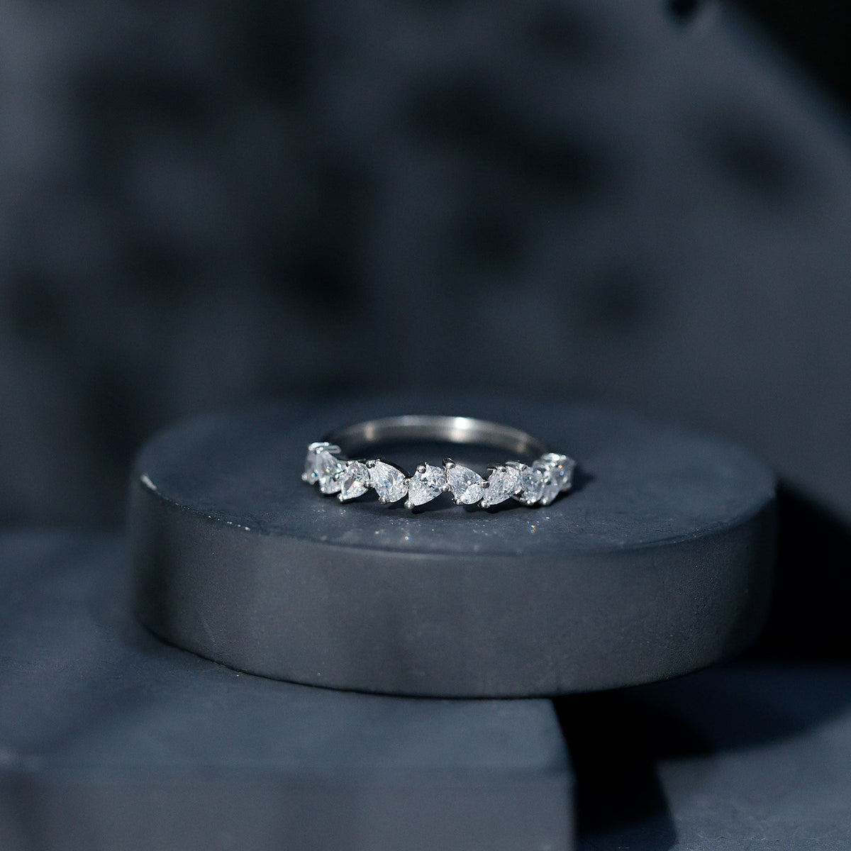 Pear Cut Cubic Zirconia Half Eternity Ring