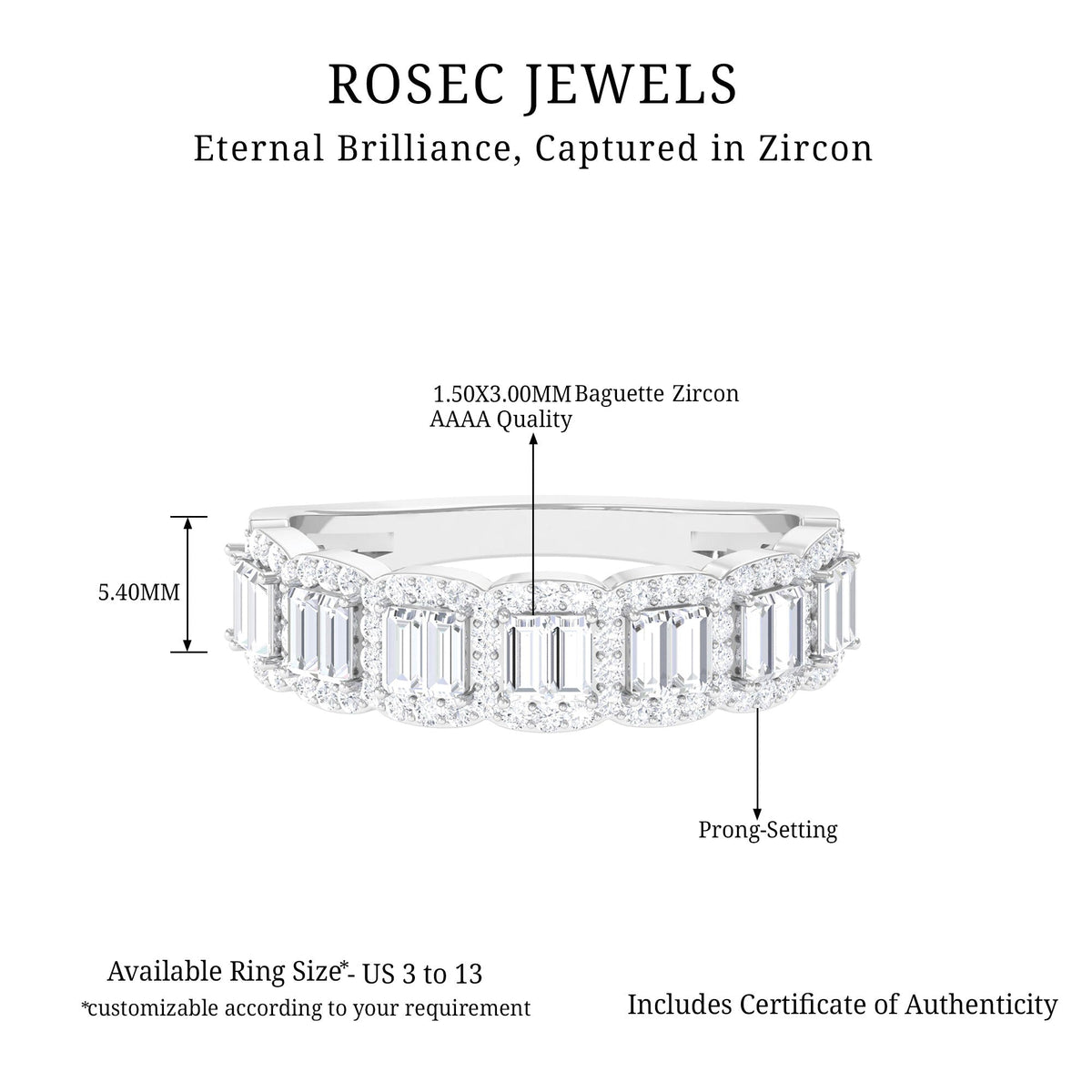 Designer Cubic Zirconia Semi Eternity Band Ring