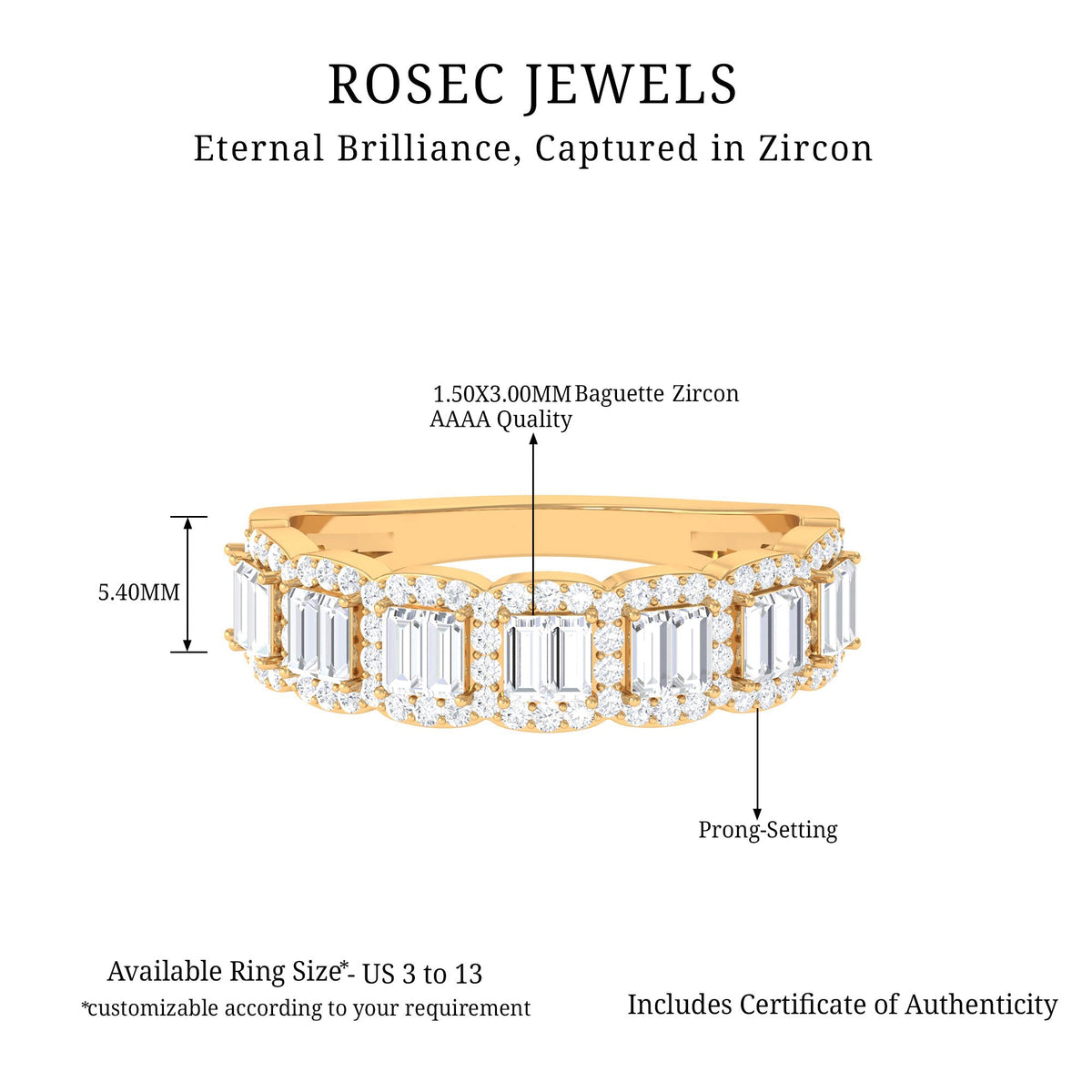 Designer Cubic Zirconia Semi Eternity Band Ring