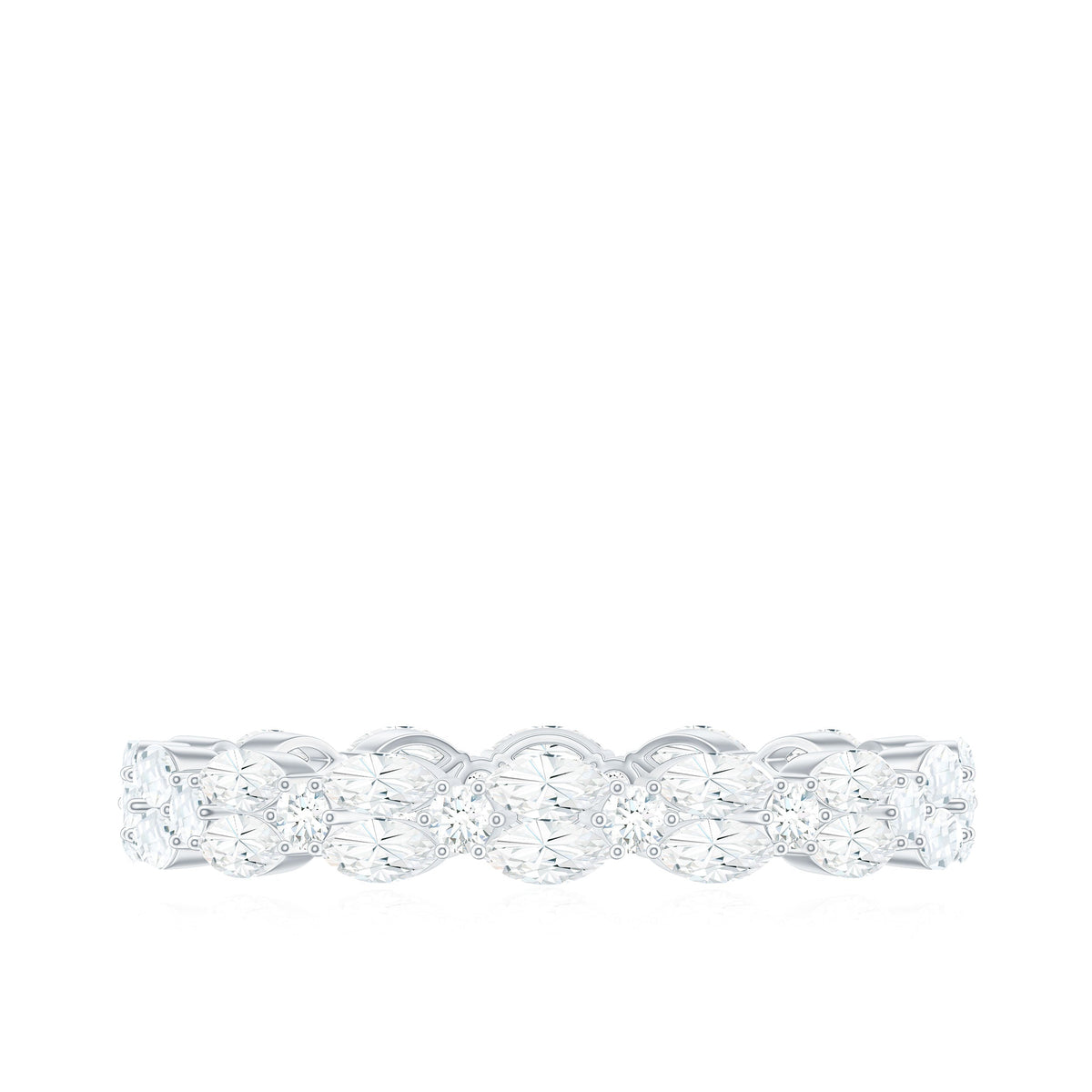 Rosec Jewels zirconia full eternity ring with marquise and round cut stones, showcasing sparkling design and detailed craftsmanship.