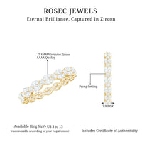 Rosec Jewels marquise and round cut zirconia full eternity ring with alternating sparkling stones on a silver band.