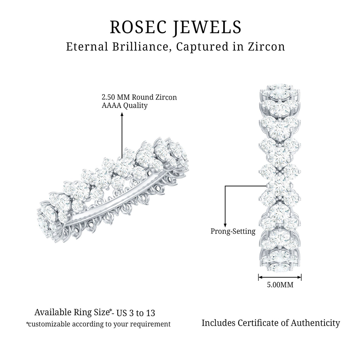 Cubic Zirconia Cluster Eternity Ring in Prong Setting