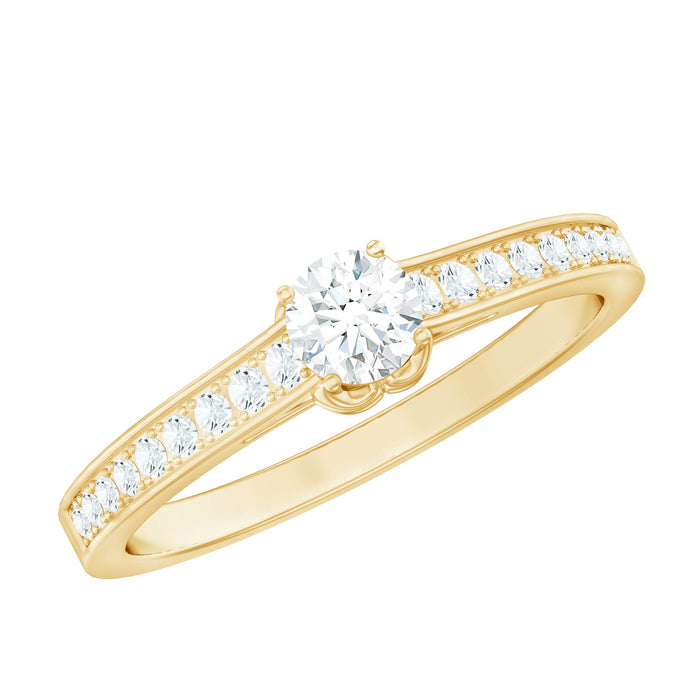 Minimal round diamond promise ring by Rosec Jewels featuring a sleek band and a central round diamond.