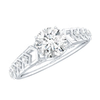 Round Cut Certified Moissanite Art Deco Engagement Ring