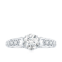 Round Cut Certified Moissanite Art Deco Engagement Ring