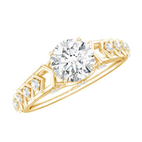 Round Cut Certified Moissanite Art Deco Engagement Ring