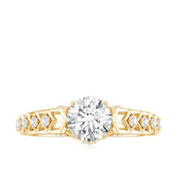 Round Cut Certified Moissanite Art Deco Engagement Ring