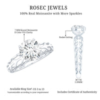 7 MM Solitaire Moissanite Engagement Ring with Filigree Band