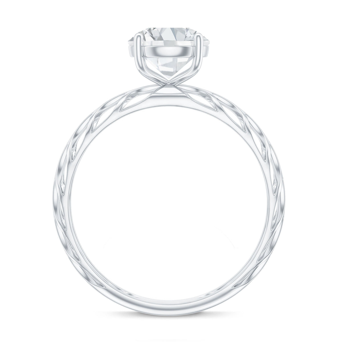 7 MM Solitaire Moissanite Engagement Ring with Filigree Band