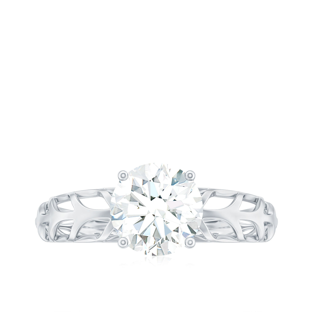 7 MM Solitaire Moissanite Engagement Ring with Filigree Band