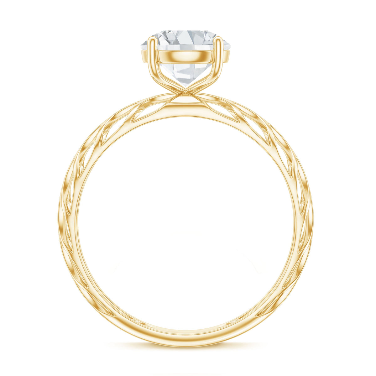 7 MM Solitaire Moissanite Engagement Ring with Filigree Band