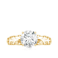 7 MM Solitaire Moissanite Engagement Ring with Filigree Band