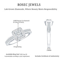 Lab Grown Diamond Princess Cut Engagement Ring with Halo