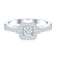 Lab Grown Diamond Princess Cut Engagement Ring with Halo