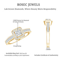 Lab Grown Diamond Princess Cut Engagement Ring with Halo