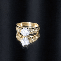 Moissanite Vintage Style Engagement Ring with Celtic Details
