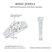 Moissanite Vintage Style Engagement Ring with Celtic Details