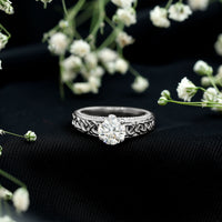 Moissanite Vintage Style Engagement Ring with Celtic Details