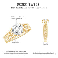 Moissanite Vintage Style Engagement Ring with Celtic Details