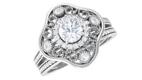 Vintage Looking Diamond Wedding Bridal Ring Set of 2