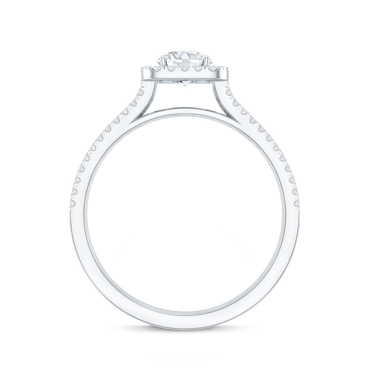 Classic Moissanite Double Band Engagement Ring with Halo