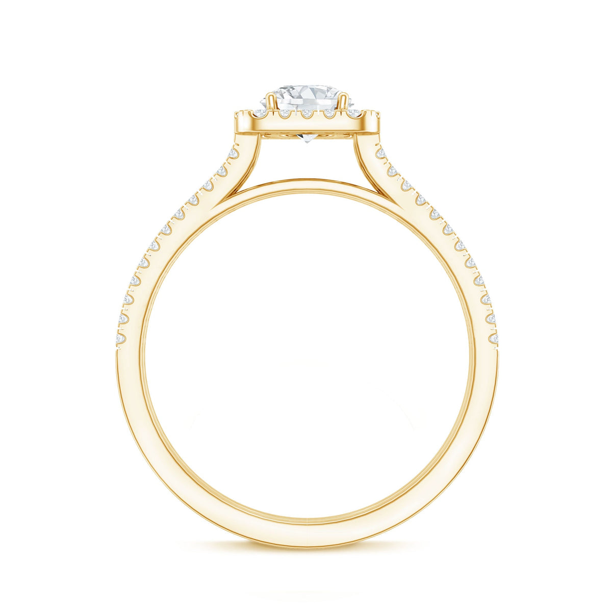 Classic Moissanite Double Band Engagement Ring with Halo
