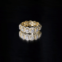 Certified moissanite statement wedding band for women featuring sparkling white stones, crafted by Rosec Jewels.