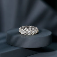 Certified moissanite statement wedding band for women, featuring sparkling gemstones in a elegant ring design by Rosec Jewels