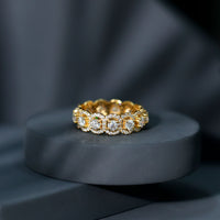 Certified moissanite statement wedding band for women featuring sparkling stones, crafted by Rosec Jewels.