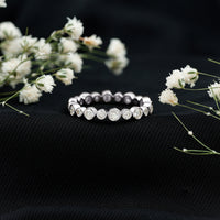 Round Cut Certified Moissanite Bezel Set Eternity Band