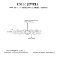 Round Cut Certified Moissanite Bezel Set Eternity Band
