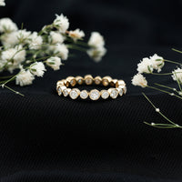 Round Cut Certified Moissanite Bezel Set Eternity Band